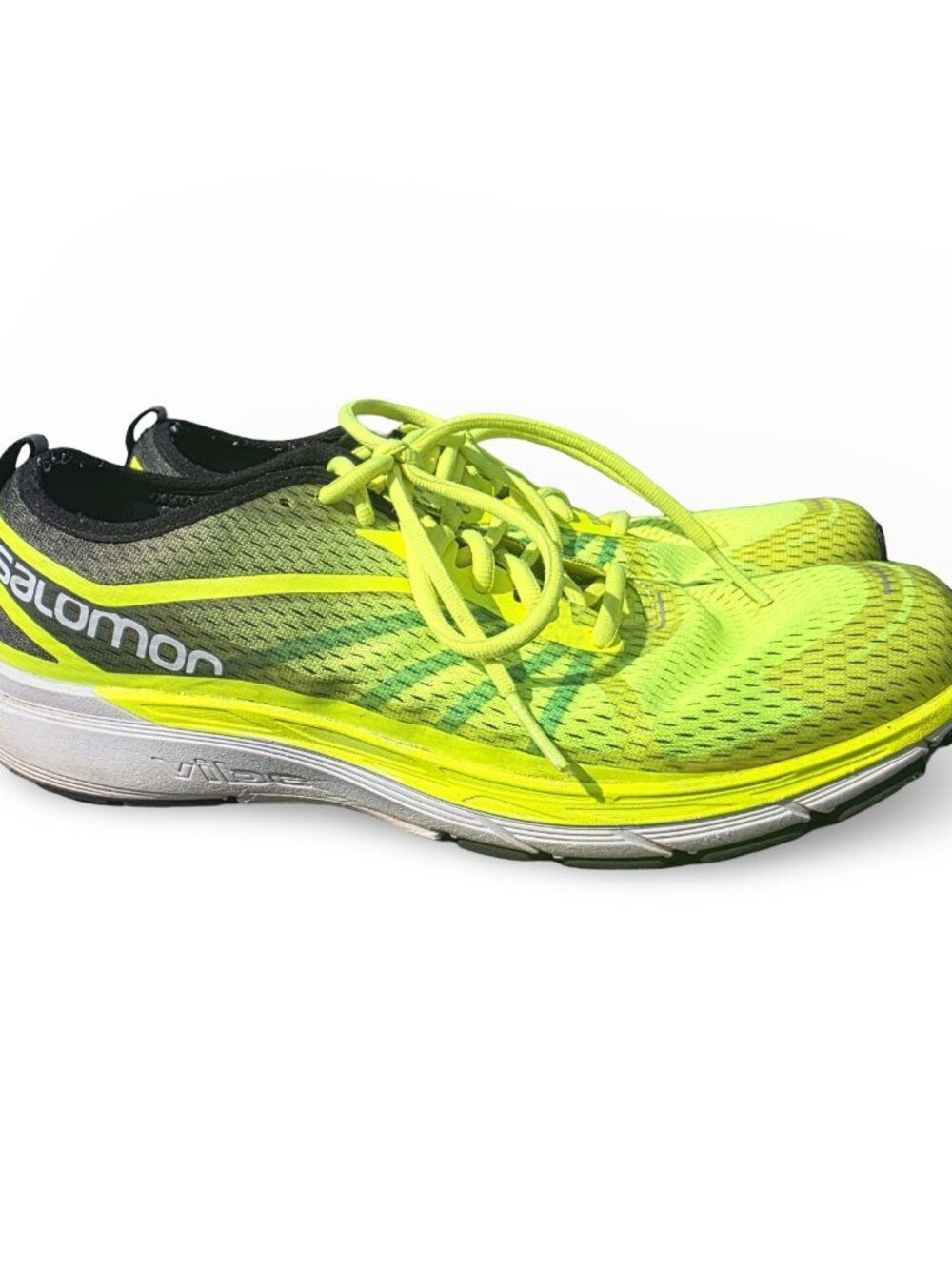 Salomon Sonic RA Pro Mens Size 13 Running Shoes Neon Yellow Green Black 400138